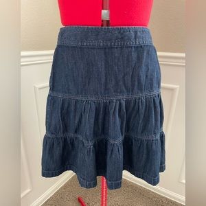 LOFT petite denim tiered skirt